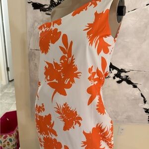 Floral Orange and White Dress